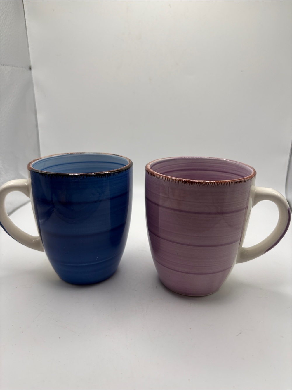 Vancasso Stoneware Blue and Purple Coffee Mugs - Set of 2